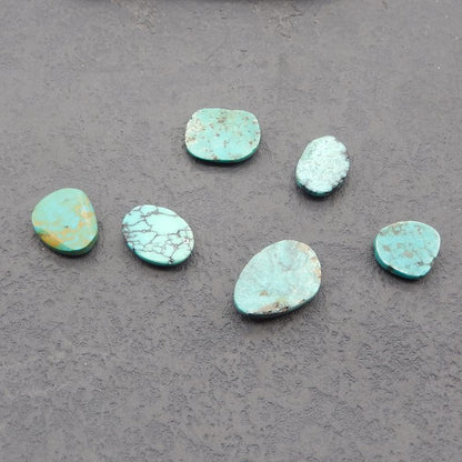 6 pcs Natural Turquoise Cabochons 19*14*4mm, 15*10*4mm, 7.2g