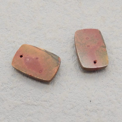 Natural Red Creek Jasper Earring Beads 18X12X4mm, 3.8g