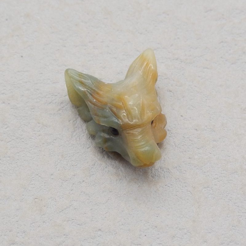 Natural Amazonite Carved wolf head Pendant Bead 23*17*10mm, 4.0g