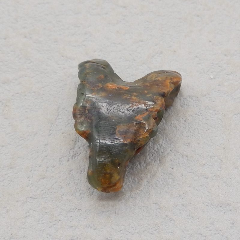 Natural Green Opal Carved wolf head Pendant Bead 23*17*10mm, 4.1g