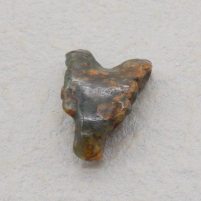 Natural Green Opal Carved wolf head Pendant Bead 23*17*10mm, 4.1g