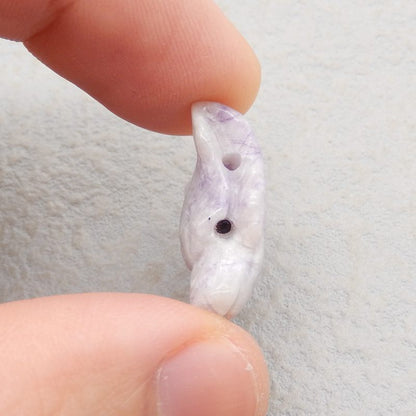 Natural Purple Lace Agate Carved wolf head Pendant Bead 23*16*9mm, 3.6g