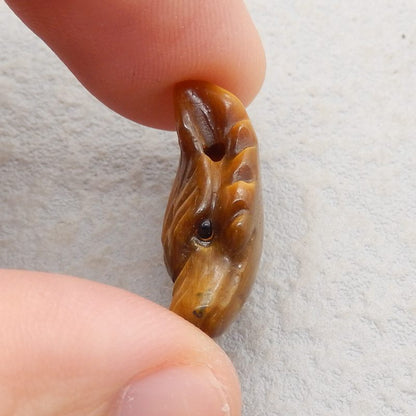 Natural Tiger's Eye Carved wolf head Pendant Bead 23*17*10mm, 4.2g