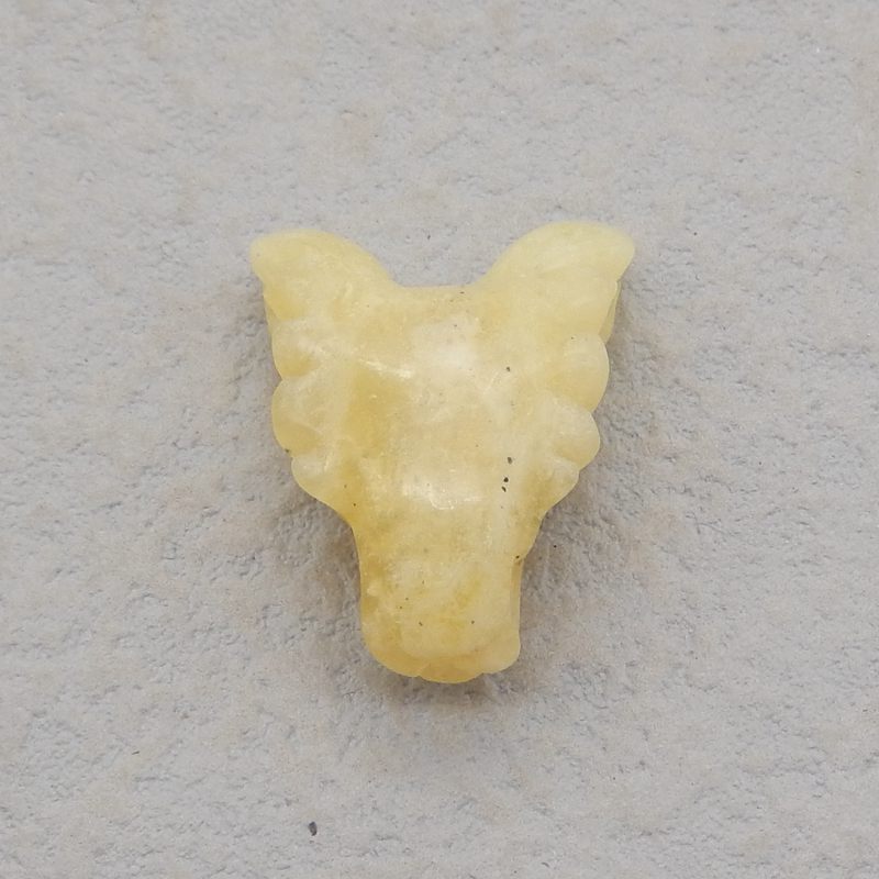 Natural Yellow Opal Carved wolf head Pendant Bead 23*18*11mm, 3.7g