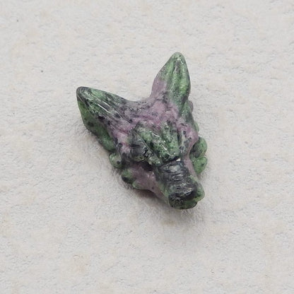 Natural Ruby and Zoisite Carved wolf head Pendant Bead 23*16*9mm, 4.6g