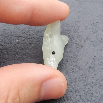 Natural Nephrite Jade Carved wolf head Pendant Bead 26*19*10mm, 5.1g