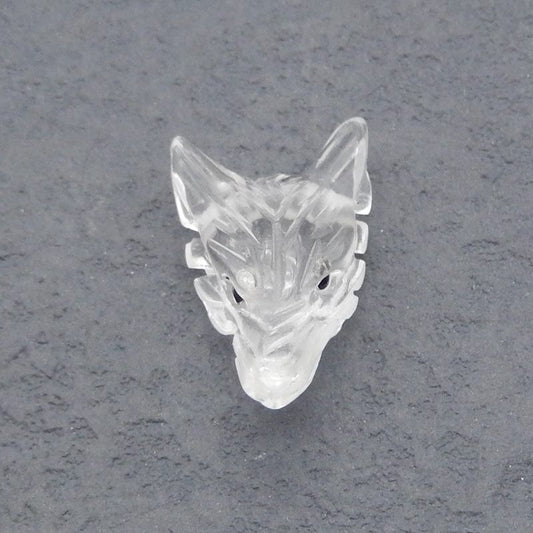 White Quartz Carved wolf head Pendant Bead 23*15*9mm, 3.2g