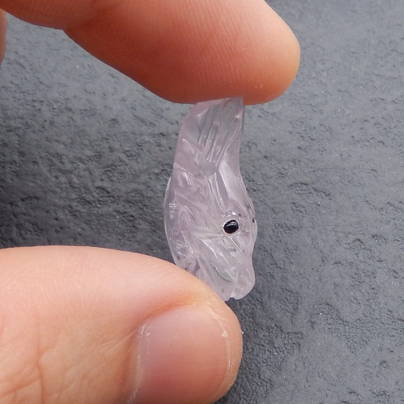 Natural Amethyst Carved wolf head Pendant Bead 22*16*10mm, 4.3g