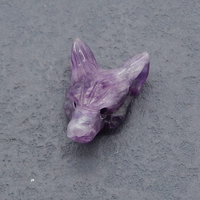 Natural Fluorite Carved wolf head Pendant Bead 23*16*9mm, 4.2g