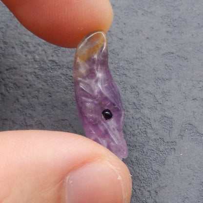 Natural Fluorite Carved wolf head Pendant Bead 23*16*9mm, 4.2g