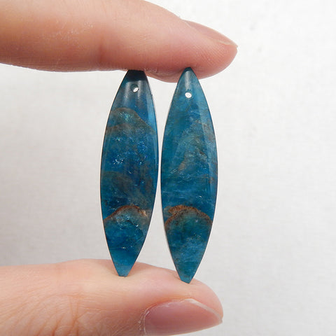 Natural Blue Apatite Crystal Earring Beads 37*10*5mm, 6.4g