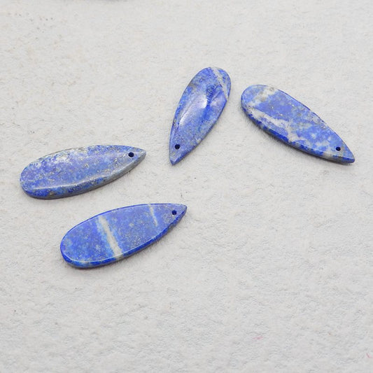 4 pcs Natural Lapis Lazuli Pendant Beads 34*12*4mm, 32*12*3mm, 10.3g