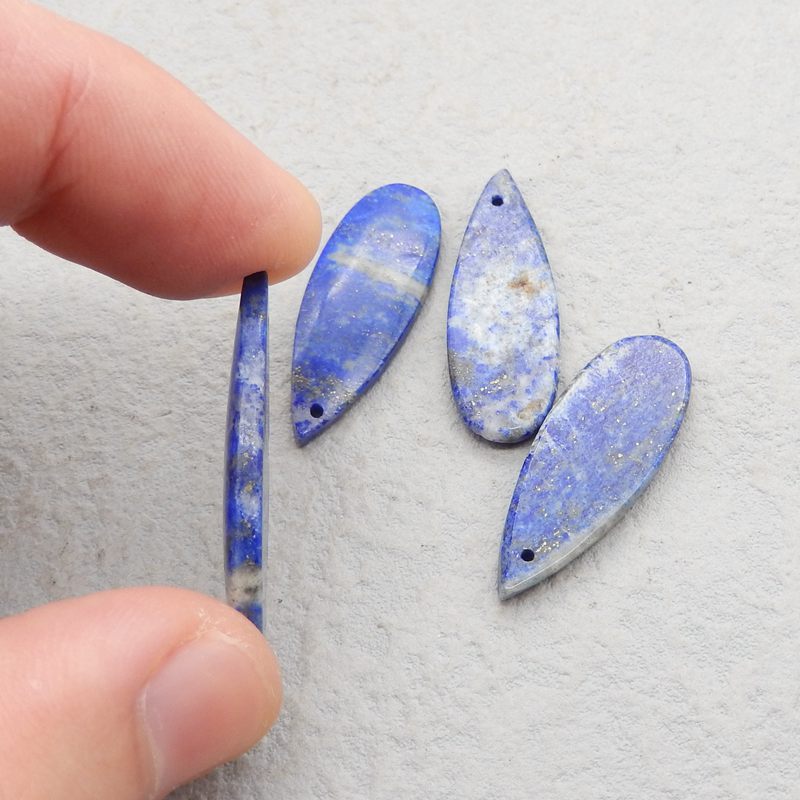 4 pcs Natural Lapis Lazuli Pendant Beads 34*12*4mm, 32*12*3mm, 10.3g