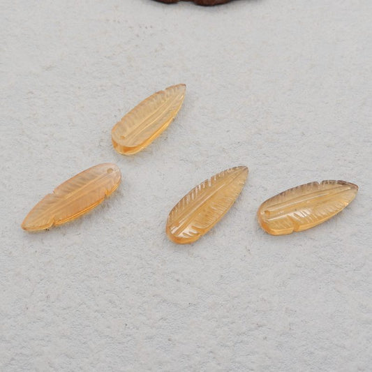 4 pcs Yellow Quartz Pendant Beads 26*10*4mm, 27*10*4mm, 7.4g