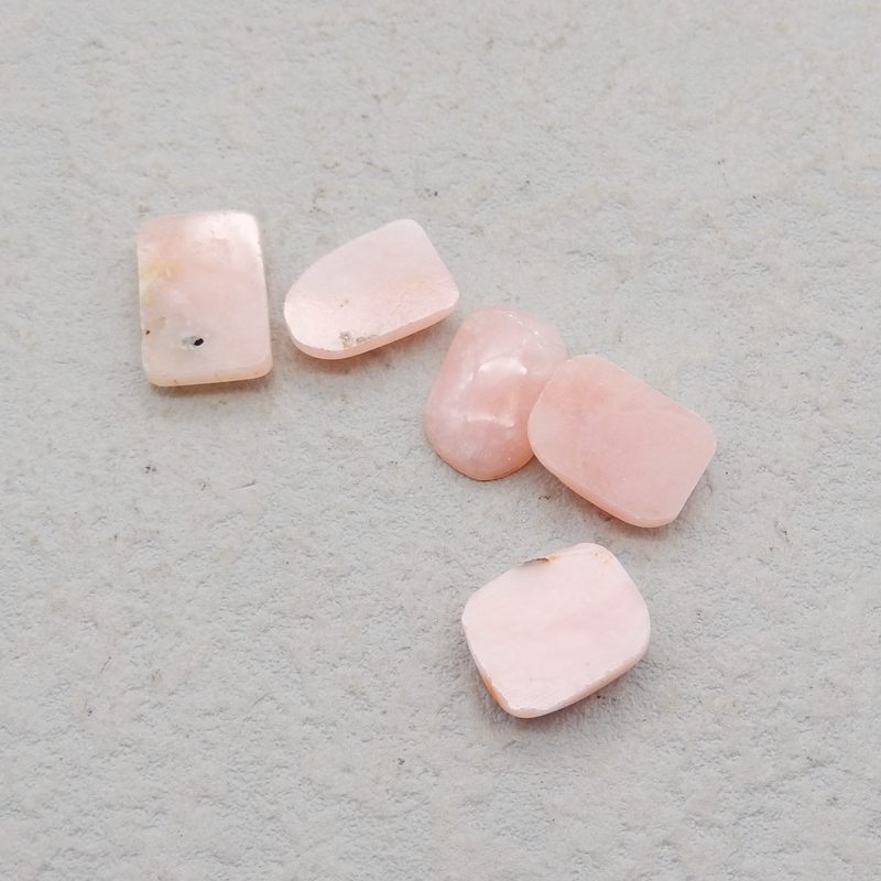 5 pcs Natural Pink Opal Cabochons 13*10*4mm, 13*9*3mm, 3.7g