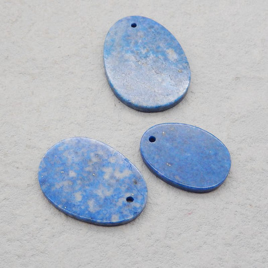 3 pcs Natural Lapis Lazuli Pendant Beads 25*18*3mm, 35*25*3mm, 13.3g