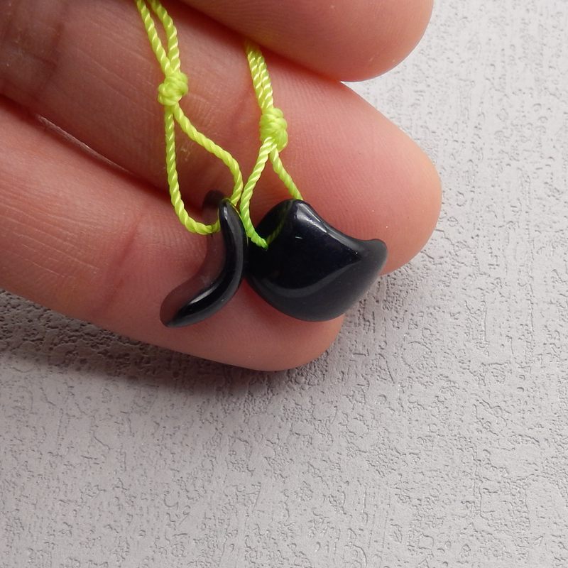 Natural Obsidian Earring Beads 15*12*4mm, 3.2g