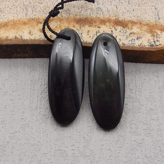 Natural Obsidian Earring Beads 30*11*4mm, 4.3g
