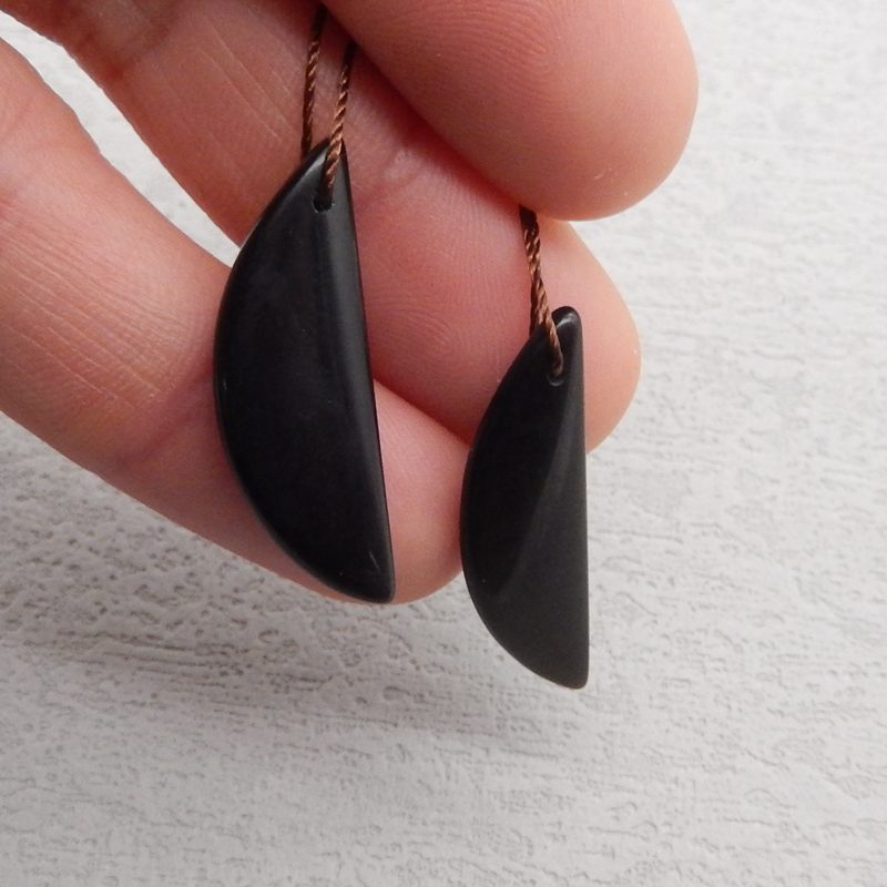 Natural Obsidian Earring Beads 31*11*4mm, 3.7g