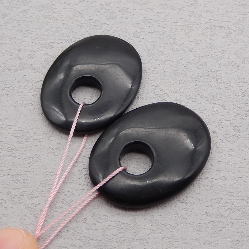 Natural Obsidian Earring Beads 40x30x6mm, 19.1g