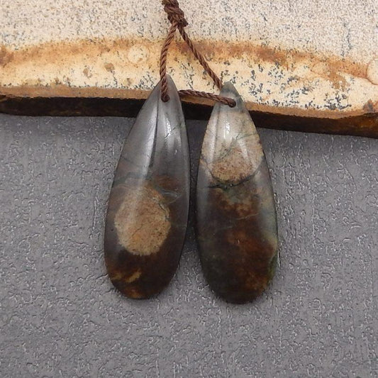 Natural Mushroom Jasper Earring Beads 34*13*4mm, 5.4g - Gomggsale