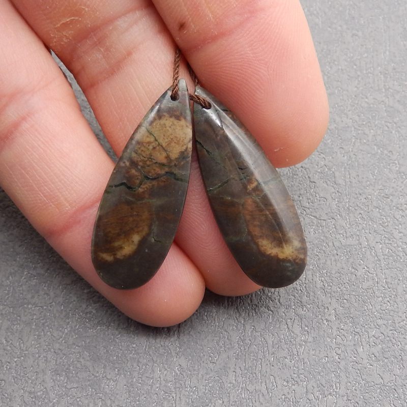 Natural Mushroom Jasper Earring Beads 34*13*4mm, 5.4g