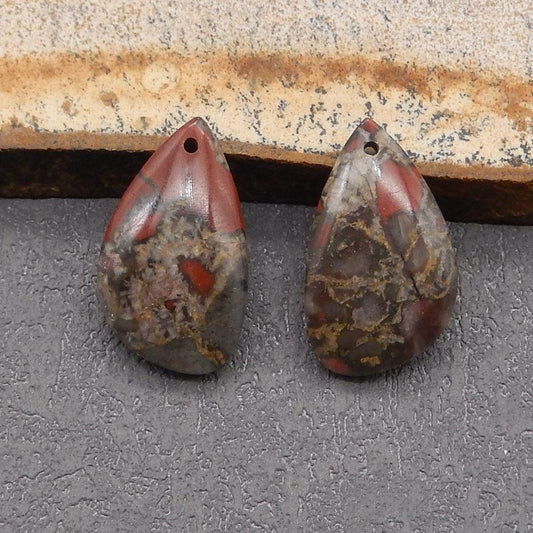 Natural Dragon Blood Stone Earring Beads 22*13*4mm, 4.0g - Gomggsale