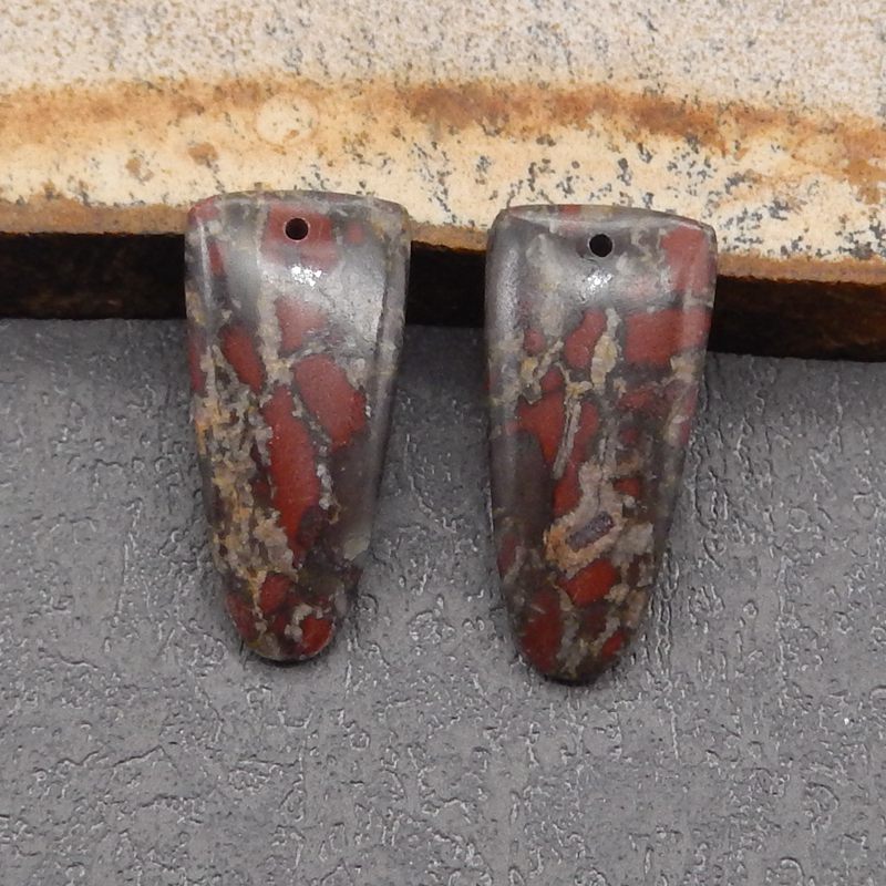 Natural Dragon Blood Stone Earring Beads 25*12*3mm, 3.5g