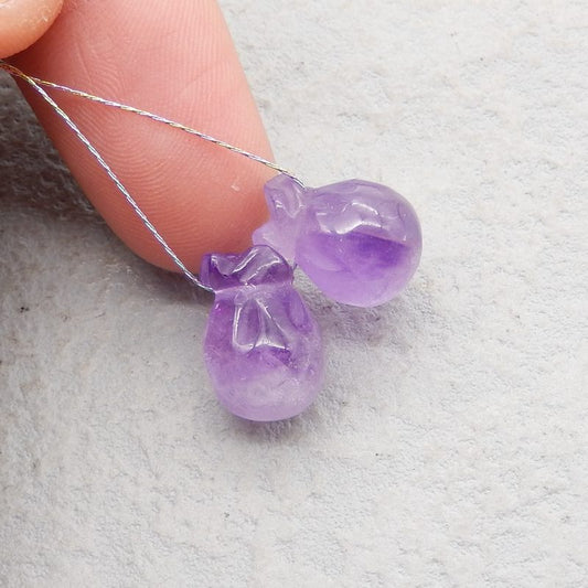 Natural Amethyst Carved flower Earring Beads 16*11*11mm, 5.3g