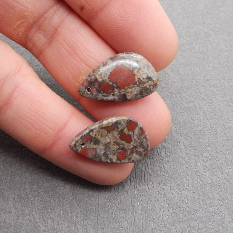 Natural Dragon Blood Stone Earring Beads 22*13*4mm, 4.0g