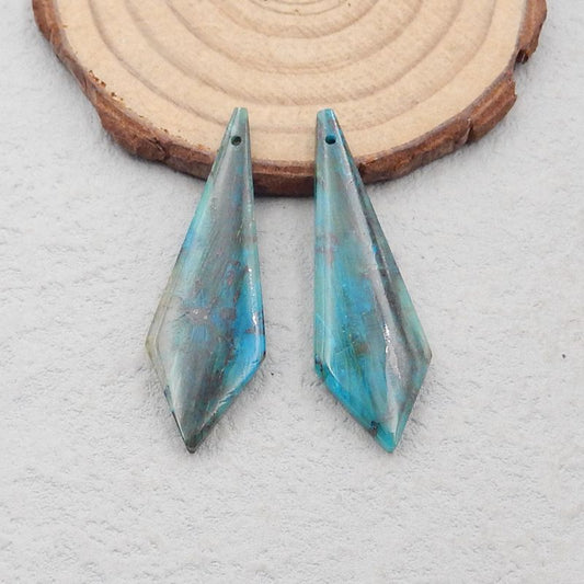 Natural Chrysocolla Earring Beads 42*14*3mm, 5.4g