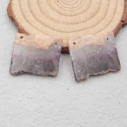 Natural Amethyst Earring Beads 22*20*3mm, 6.2g