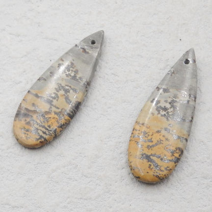 Boucles d'oreilles Chohua Jasper Teardrop pierre naturelle pour la fabrication de boucles d'oreilles, 38x13x4mm, 5.7g