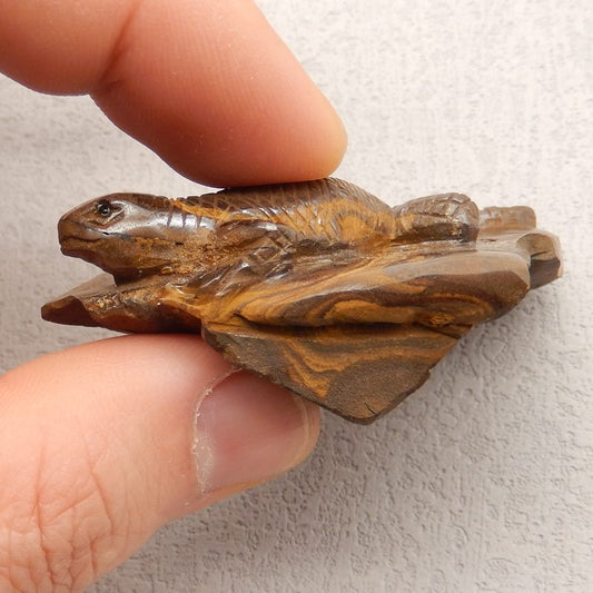 Natural Boulder Opal Carved lizard 68X48X25mm, 57.3g