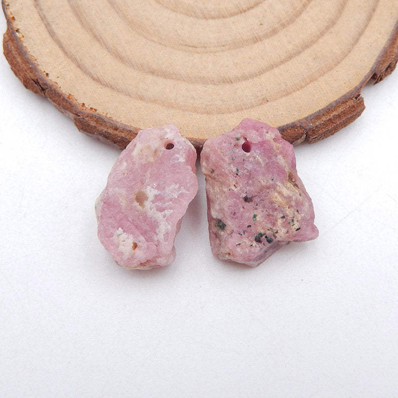 天然红宝石耳环一对，用于制作耳环的石头，17x11x5mm，5.4g