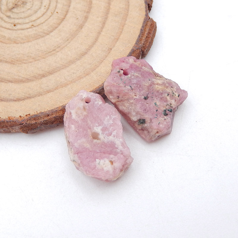 Paire de boucles d'oreilles en rubis naturel, pierre pour la fabrication de boucles d'oreilles, 17x11x5mm, 5.4g