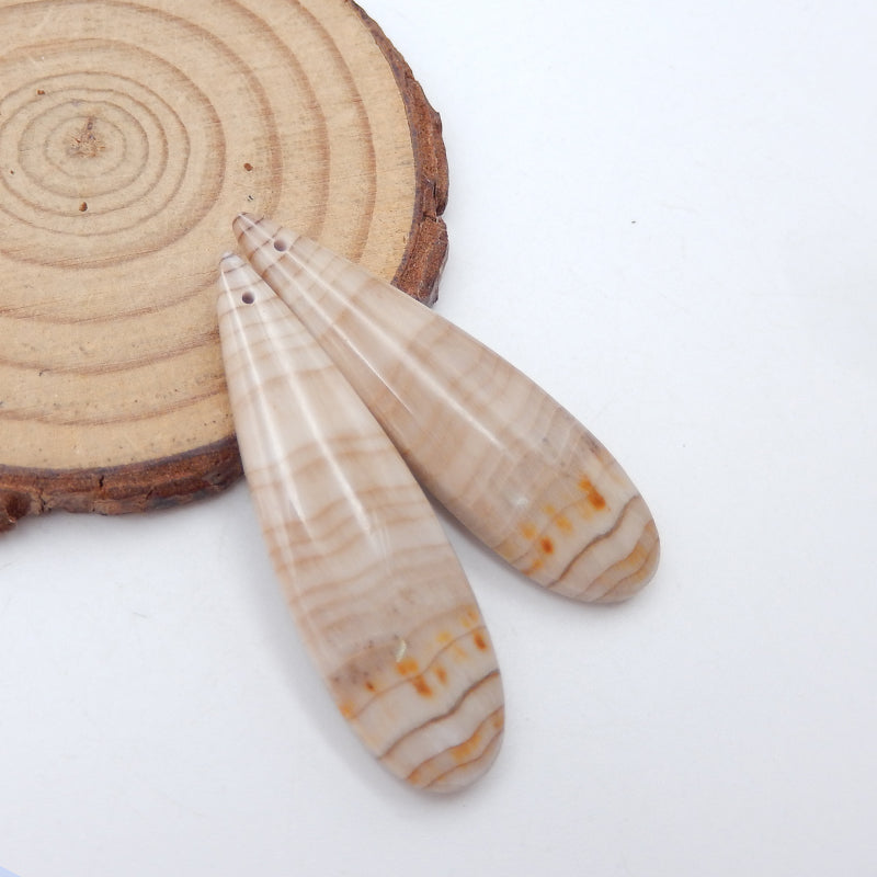 Natural Wood Fossil Earring Beads 43x13x5mm, 8.4g