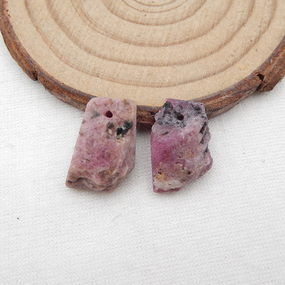 Paire de boucles d'oreilles en rubis naturel, pierre pour la fabrication de boucles d'oreilles, 17x11x5mm, 5.4g