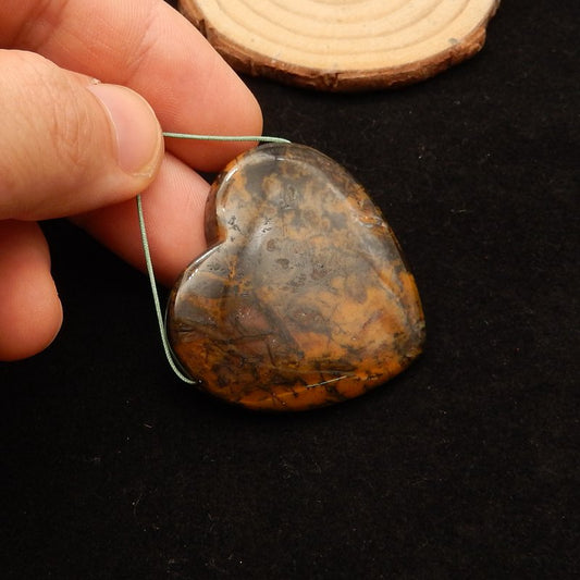 Natural Dendritic Agate Pendant Bead 43*45*9mm, 26.5g