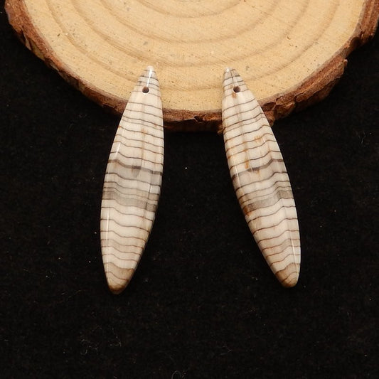 Natural Wood Fossil Earring Beads 37*9*4mm, 4.0g