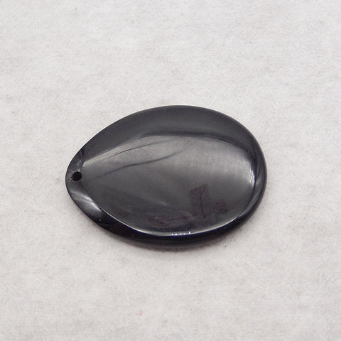 Natural Obsidian Gemstone Pendant Bead,Drill Gemstone Pendant, Handmade Pendant Gift, 44×35×6mm, 14.1g
