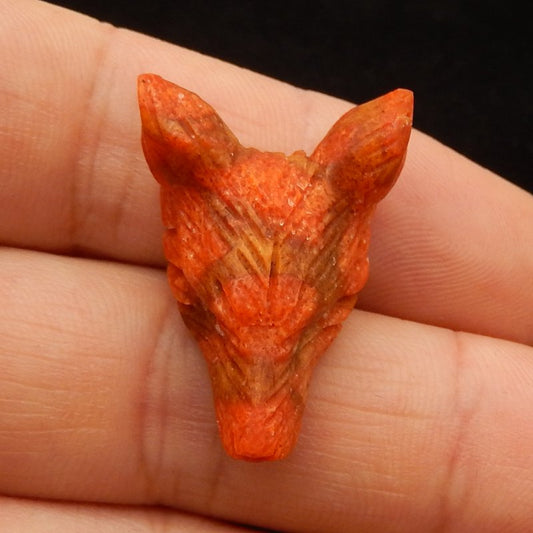 Natural Red Coral Carved wolf head Pendant Bead 29*21*11mm, 4.7g