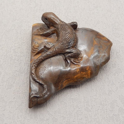 Natural Boulder Opal Carved lizard 72x64x22mm, 104.7g