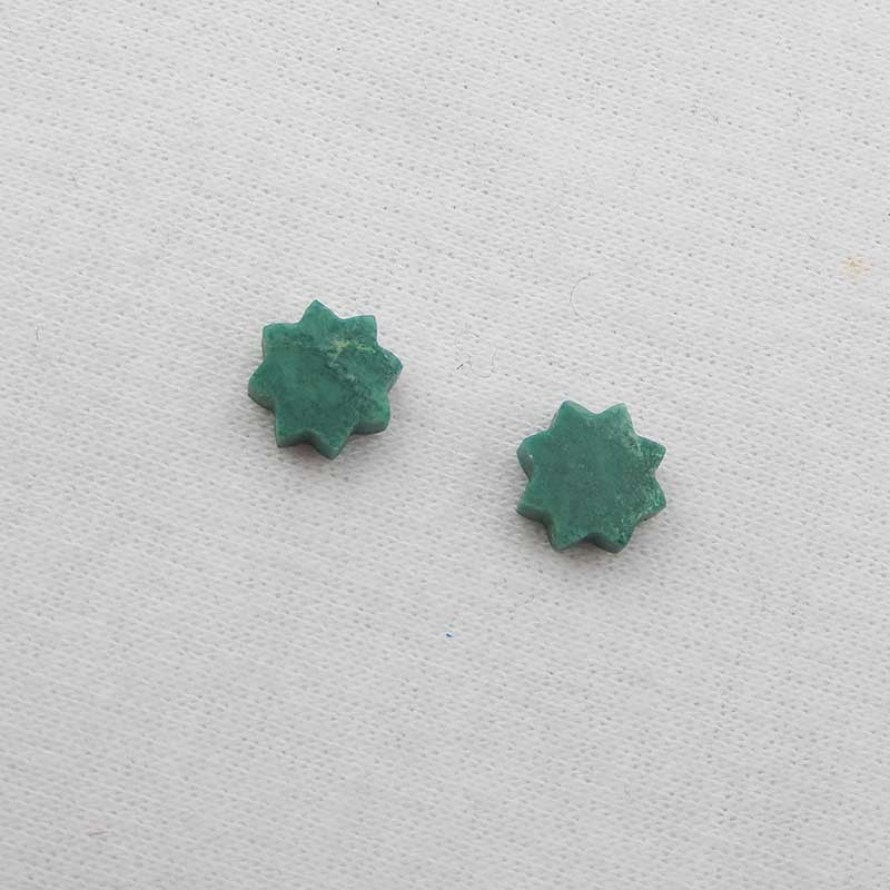 Natural Malachite Carved flower Cabochons Paired 8x8x3mm, 0.9g