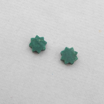 Natural Malachite Carved flower Cabochons Paired 8x8x3mm, 0.9g