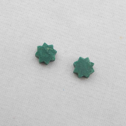 Natural Malachite Carved flower Cabochons Paired 8x8x3mm, 0.9g