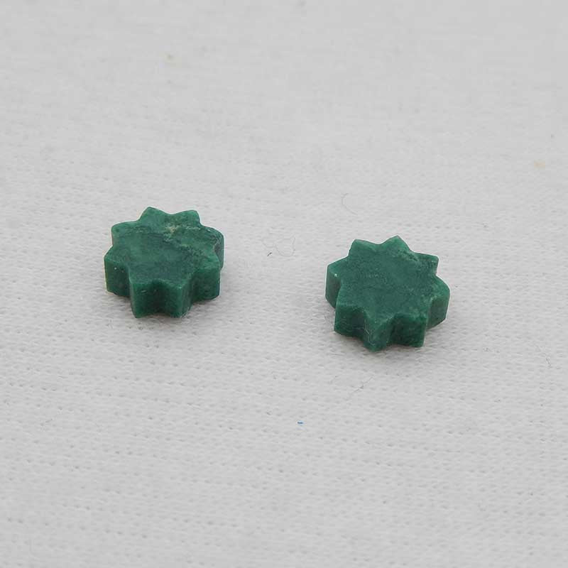Natural Malachite Carved flower Cabochons Paired 8x8x3mm, 0.9g