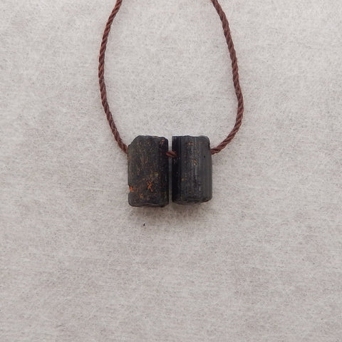 Paire de Boucles d'Oreilles Pépite Tourmaline Noire, pierre pour Boucles d'Oreilles, 20x3x2mm, 1.1g