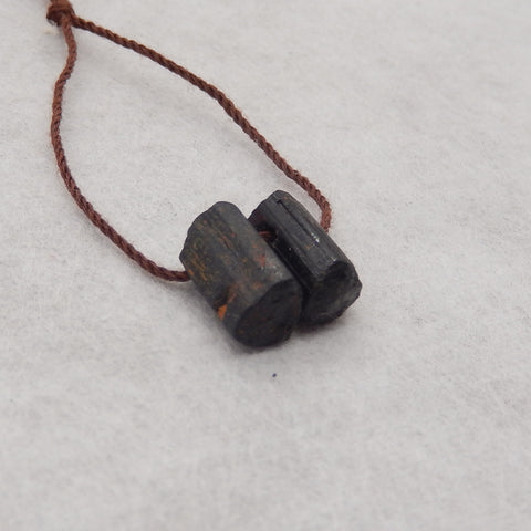 Paire de Boucles d'Oreilles Pépite Tourmaline Noire, pierre pour Boucles d'Oreilles, 20x3x2mm, 1.1g