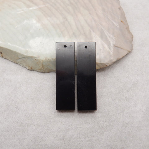 Natural Obsidian, Picture Jasper, Mookaite Jasper Intarsia Rectangle Gemstone Earring Beads, 36x10x4mm, 8.2g
